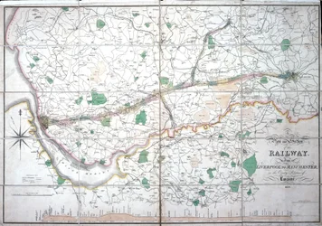 Mapa de Stephenson del Ferrocarril de Liverpool y Manchester, c.1824-1830